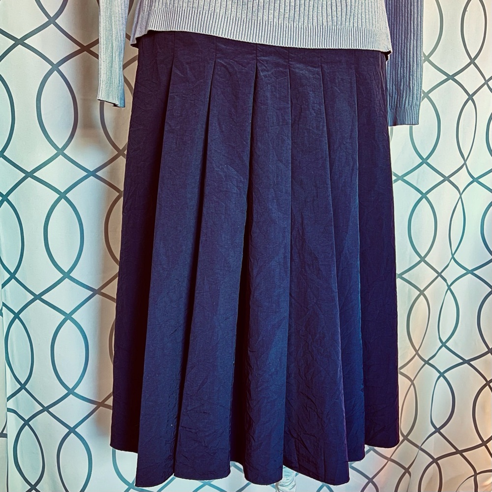 Purple Midi Pleated A-Line Skirt for Work